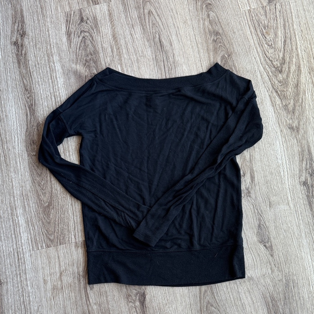 Athleta Black Off-Shoulder Long Sleeve Top